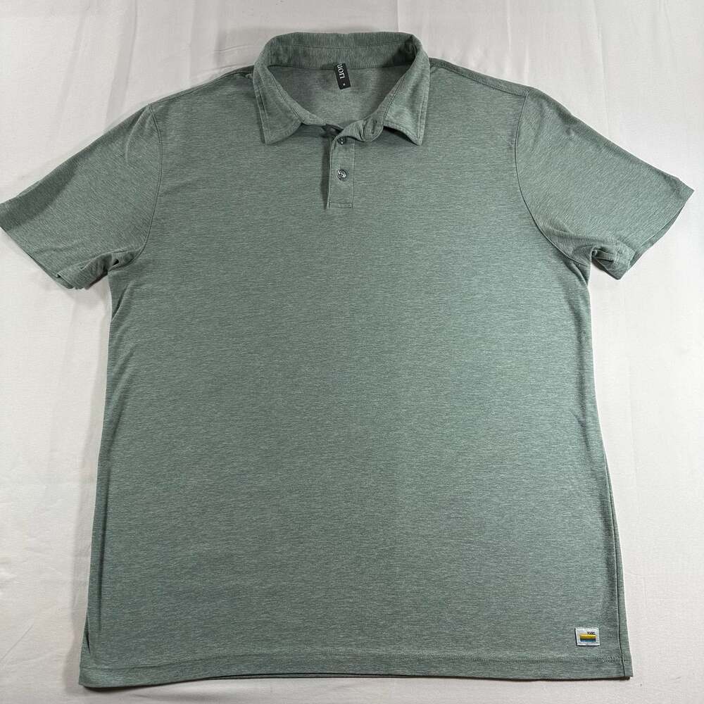 Vuori Men's Performance Polo Shirt Green Heathered Short Sleeve Preppy Medium - Picture 2 of 8